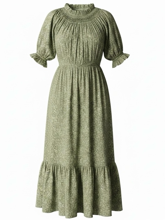 Doen Dresses & Skirts - Doen Isidore Cotton Blend Floral Puff Sleeve Smocked On/Off Shoulder Midi Dress
